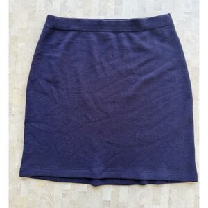 Eileen Fisher Skirt Womens Large Mini Pencil Merino Wool Blend Stretch Purple